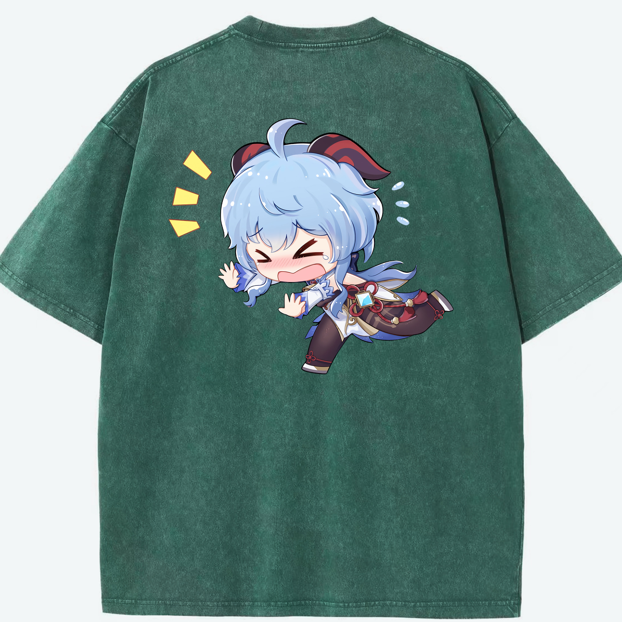 げんし神 甘雨 かんう genshin Ganyu 綿100% ヴィンテージ風 半袖Tシャツ（背面プリント）